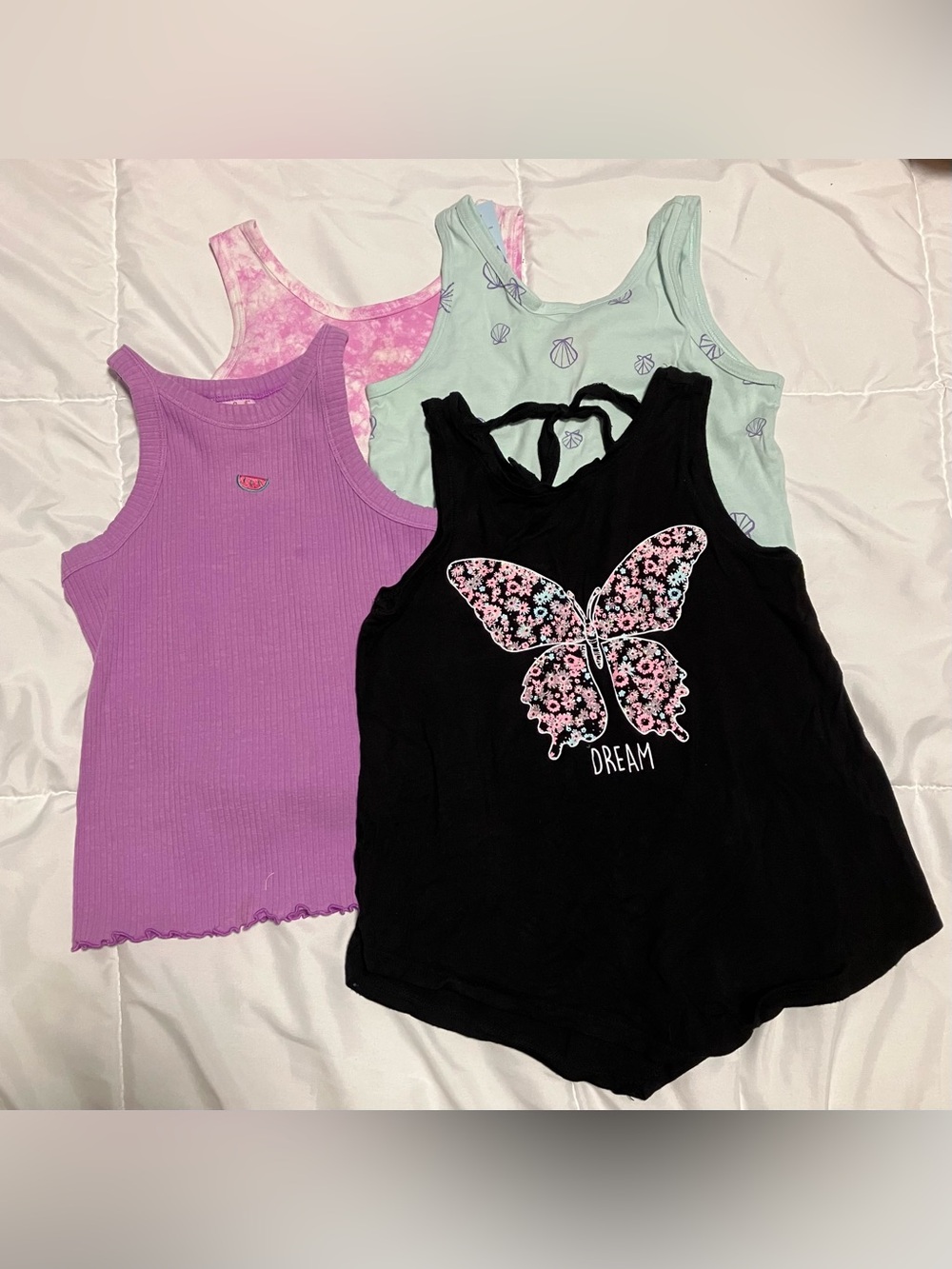 Girls Medium (8) Tank Top Set - Black, Lavender, Pink, Blue